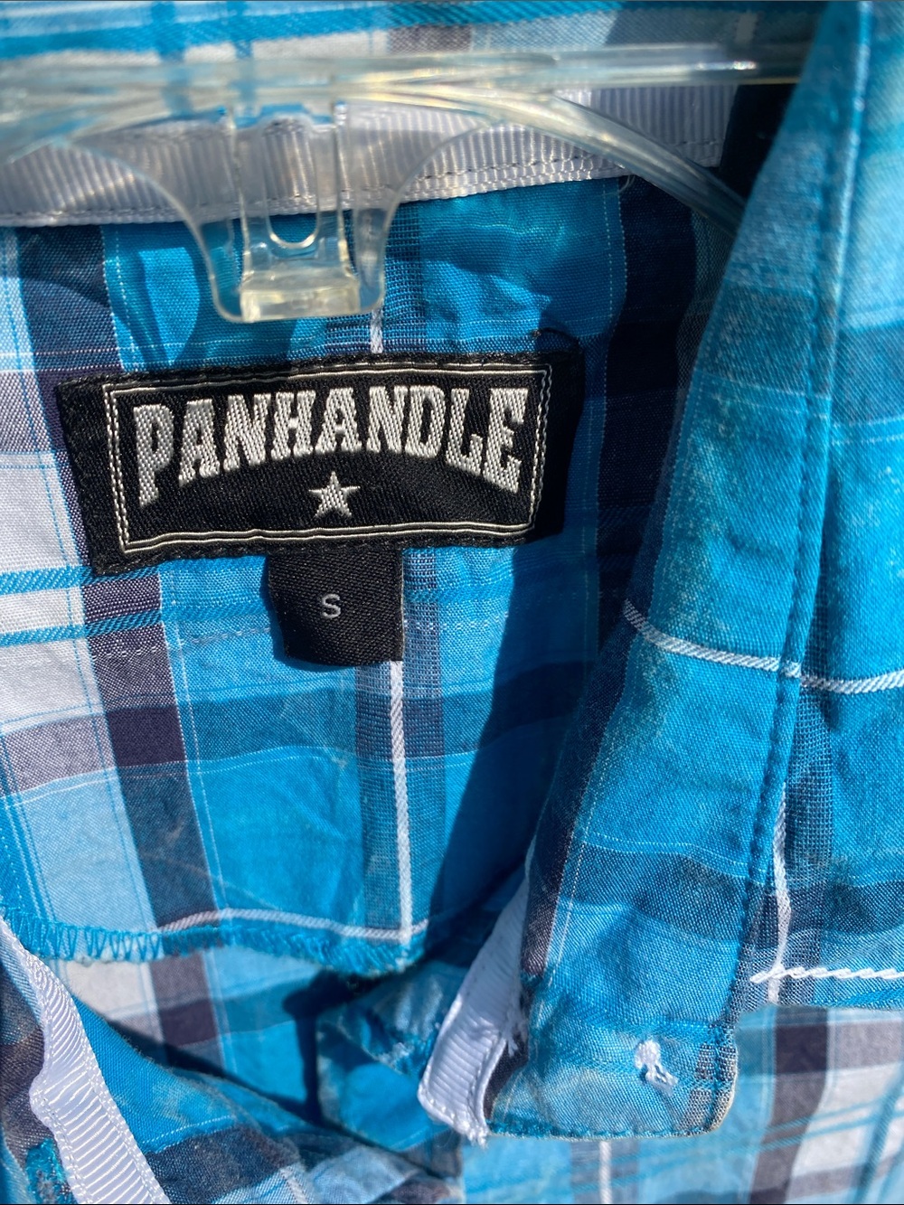 Panhandle Slim Teal and White Plaid Western Snap Shirt S - Picture 2 of 7